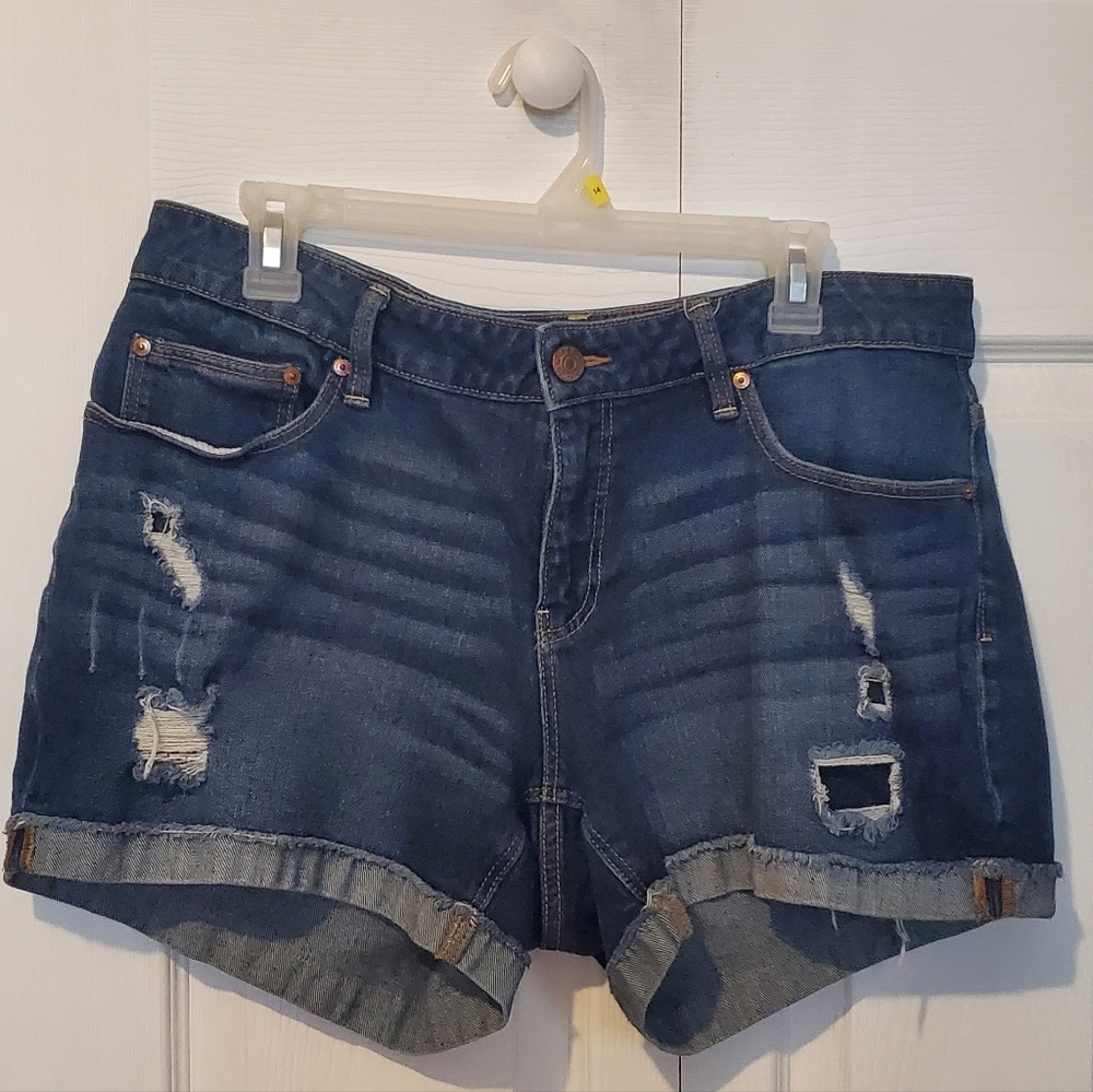 Faded Glory Blue Jean Shorts Relaxed Fit Distressed